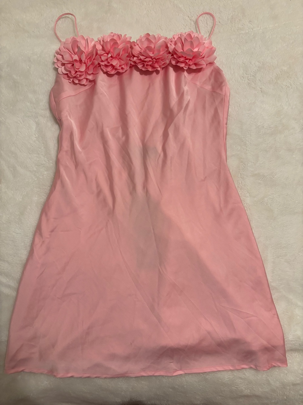 White Fox Boutique Pink Floral Appliqué Mini Dress
